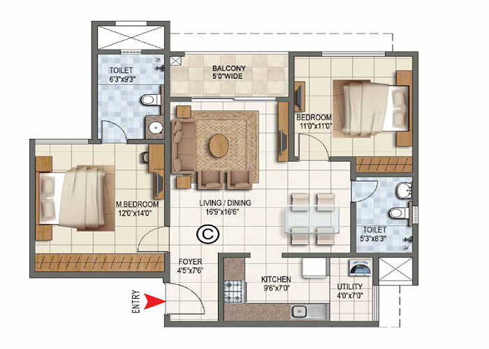 Featured Image Of Century Mirai 1 BHK Floor Plan